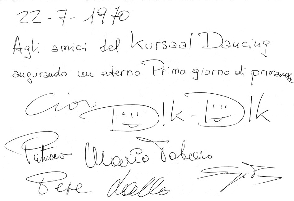 Autografo dei 'Dik Dik' (1970)